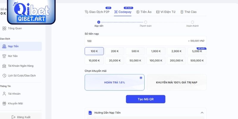 Điều kiện quan trọng để thực hiện nạp tiền QIBET thành công